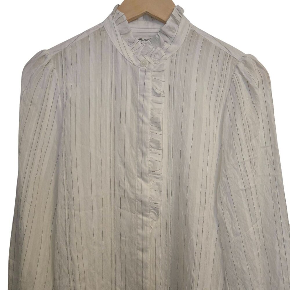 MADEWELL Ruffled Button-Up Long Sleeve Top Women's Small NWT - Picture 8 of 10